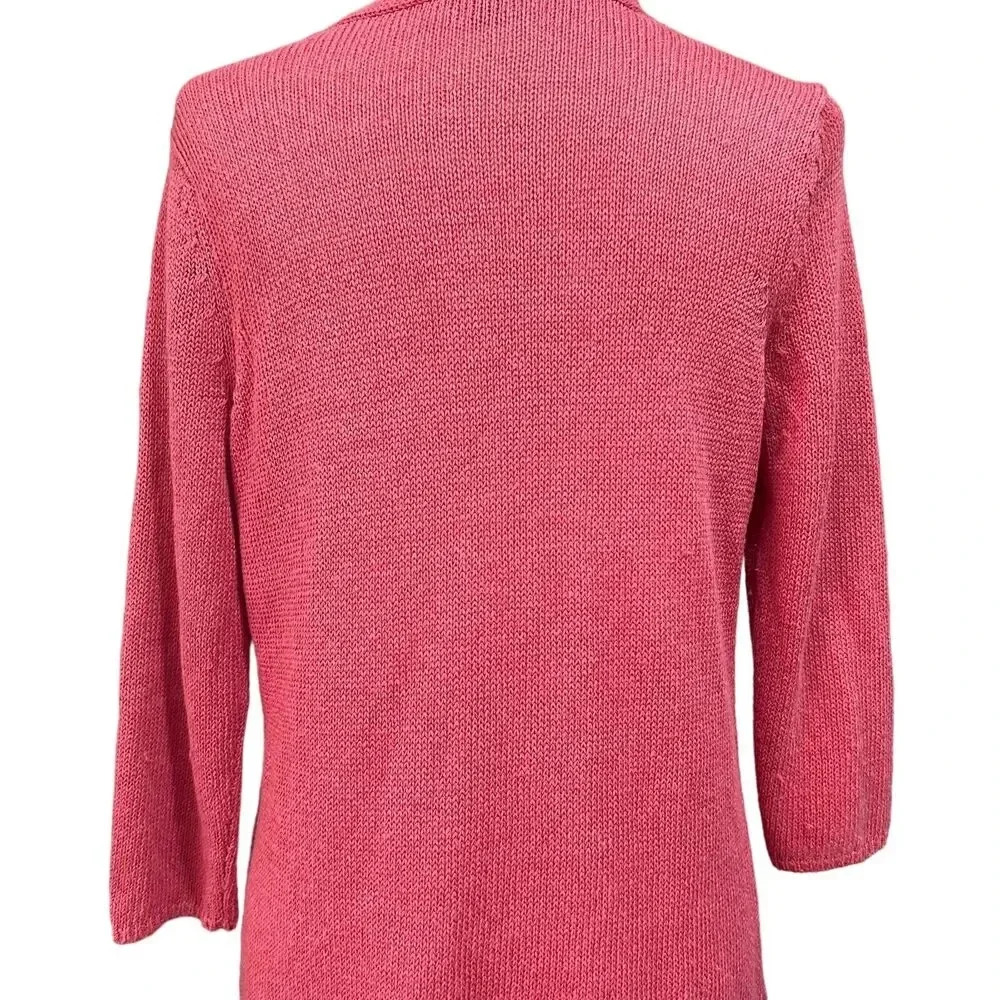 J. Jill Sweater Extra Small XS Women's Coral Linen & Rayon Open Front Cardigan - Picture 3 of 11